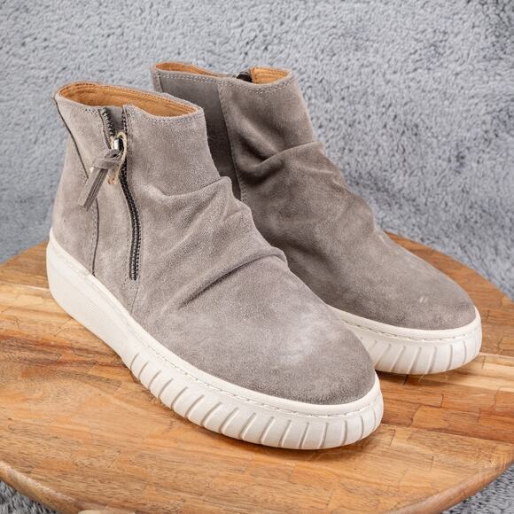 SOFFT AQUA PORTLAND GRAY SUEDE LEATHER WHITE SOLE ZIP BOOTS NEW WOMENS 10 - Picture 1 of 9